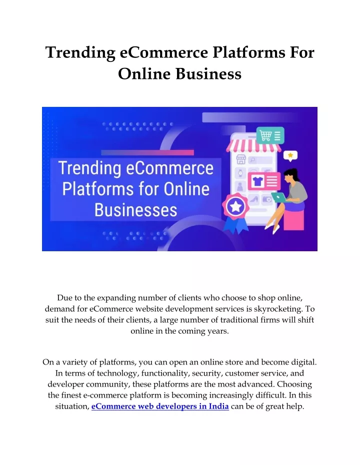 trending ecommerce platforms for online business