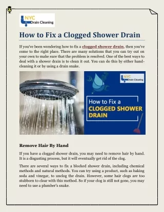 How to Fix a Clogged Shower Drain
