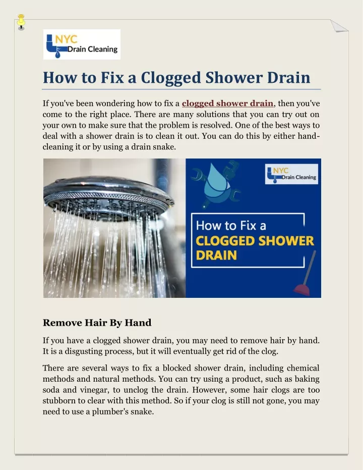 Ppt How To Fix A Clogged Shower Drain Powerpoint Presentation Free Download Id11903467 6181