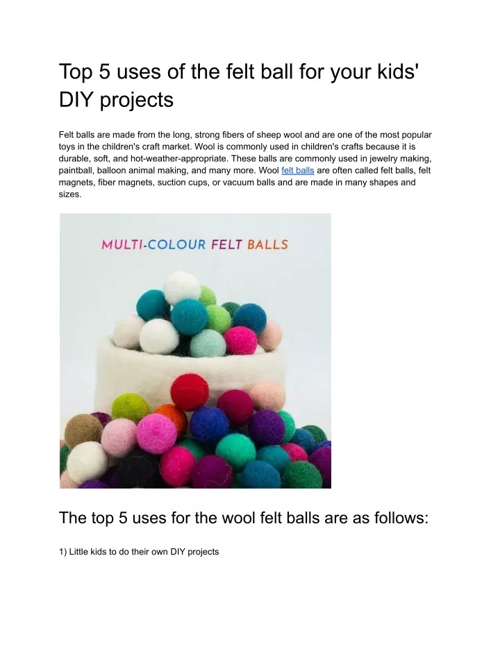 top 5 uses of the felt ball for your kids