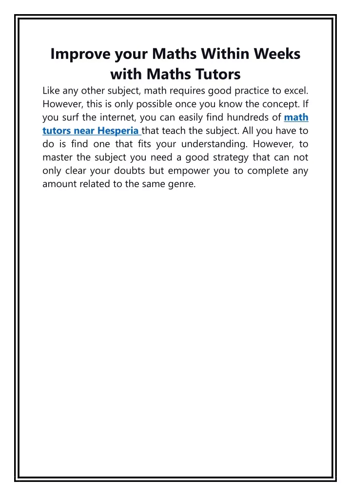 improve your maths within weeks with maths tutors