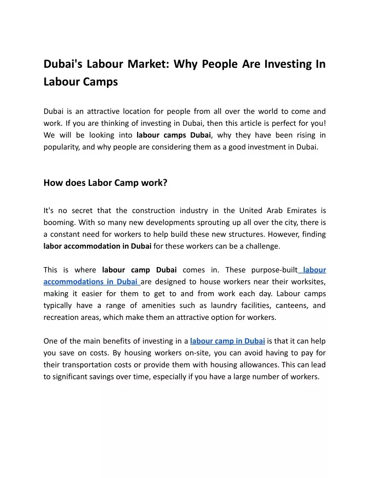 dubai s labour market why people are investing