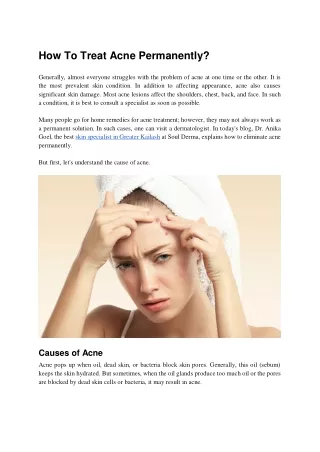 How To Treat Acne Permanently?