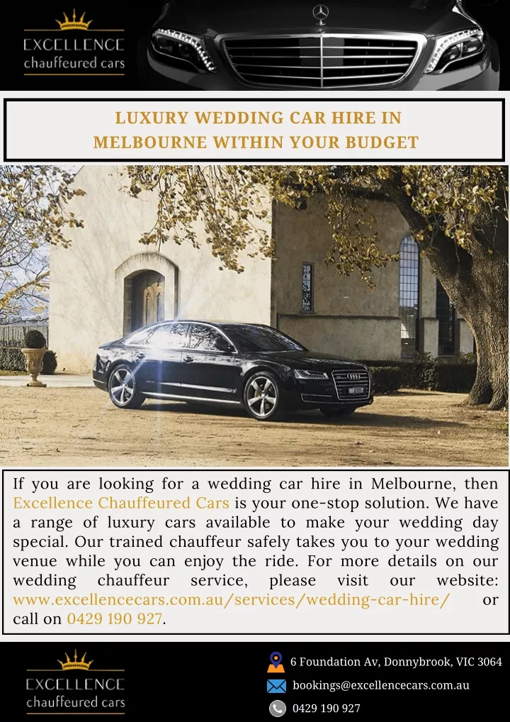 luxury wedding car hire in melbourne within your