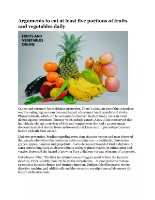 arguments to eat at least five portions of fruits