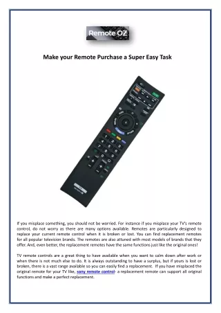 Make your Remote Purchase a Super Easy Task