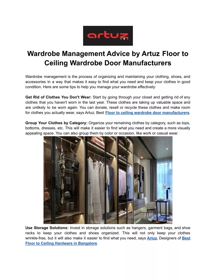 wardrobe management advice by artuz floor