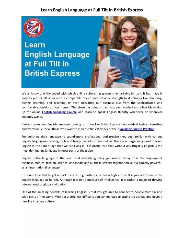 learn english language at full tilt in british