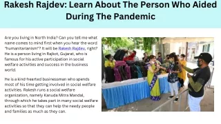 Rakesh Rajdev Learn About The Person Who Aided During The Pandemic