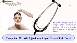 Cheap Anti Wrinkle Injections - Regent Street Clinic Dubai