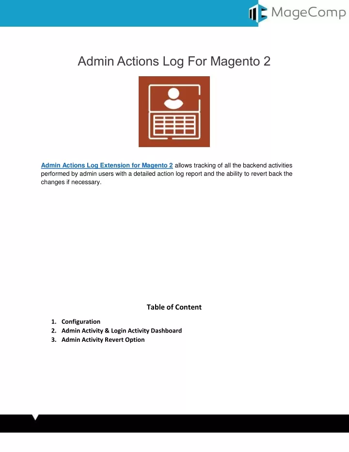 admin actions log for magento 2