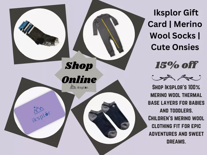 iksplor gift card merino wool socks cute onsies