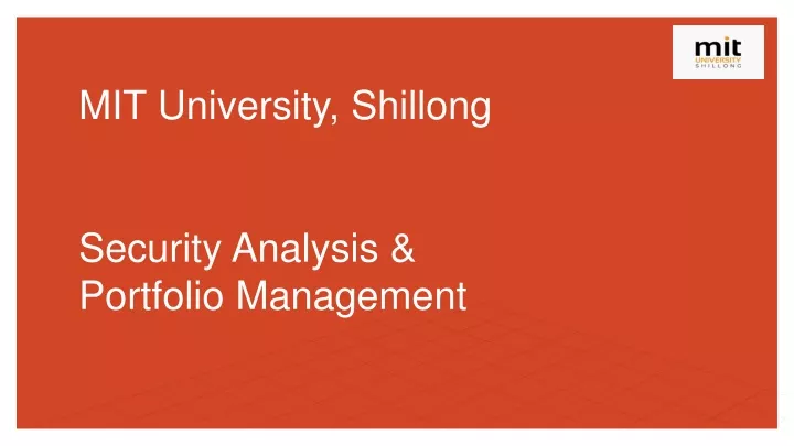 mit university shillong security analysis portfolio management