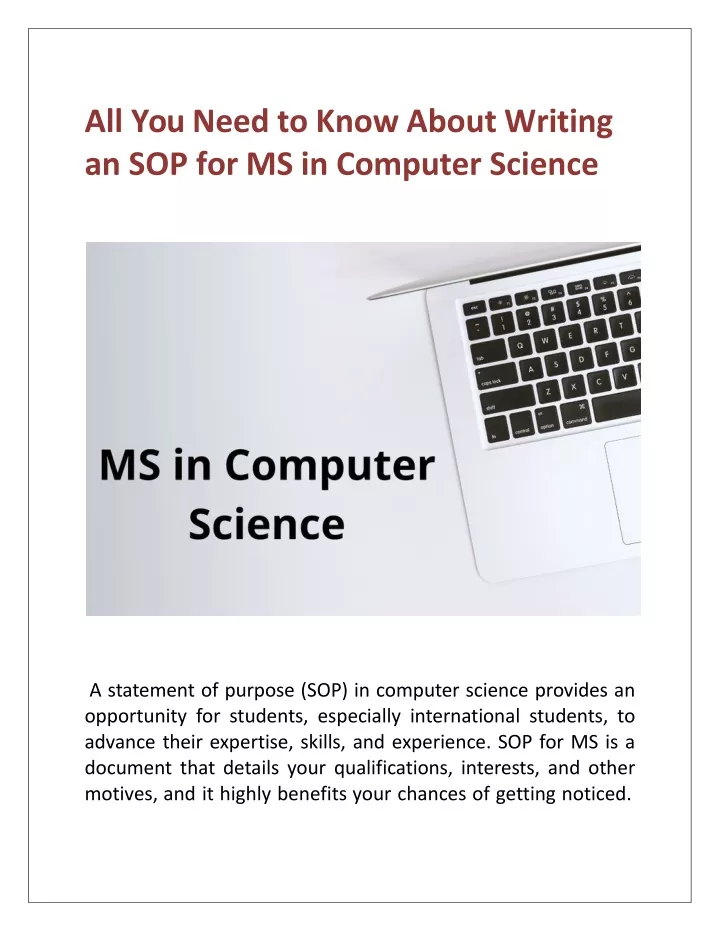 all you need to know about writing an sop for ms in computer science