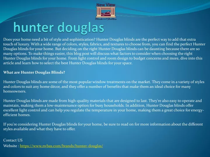 hunter douglas