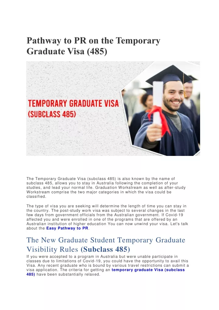 pathway to pr on the temporary graduate visa 485
