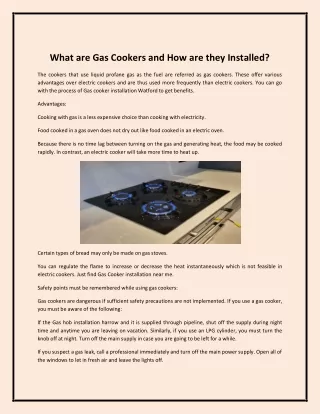 what are gas cookers and how are they installed
