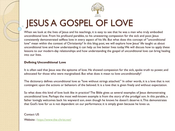 jesus a gospel of love