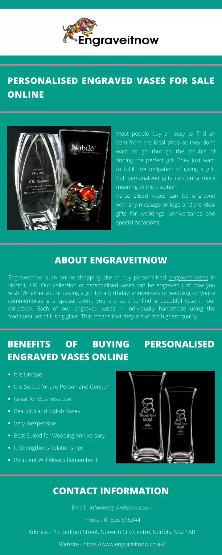 personalised engraved vases for sale online