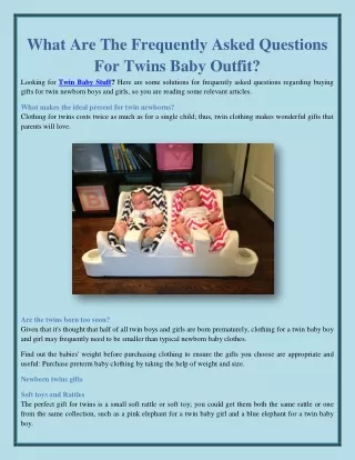 What Are The Frequently Asked Questions For Twins Baby Outfit?