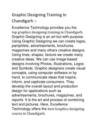 Graphic Designing Training In Chandigarh