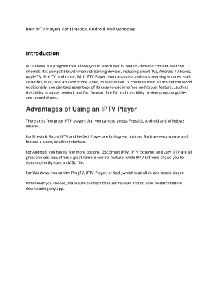 Best IPTV Players For Firestick