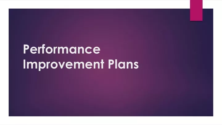 performance improvement plans