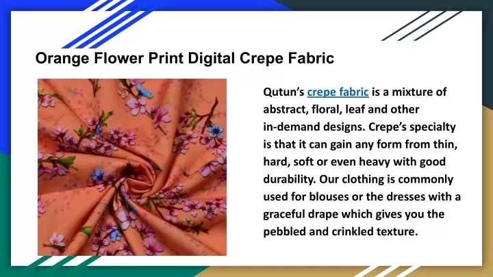 orange flower print digital crepe fabric