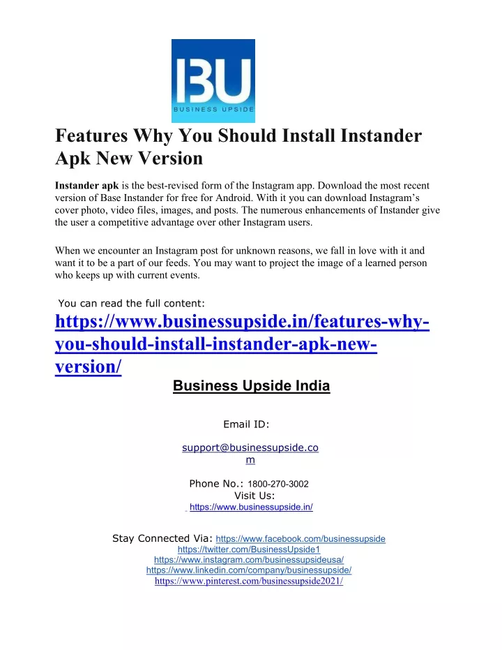 features why you should install instander