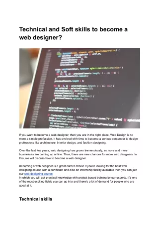 Technical and Soft skills to become a web designer
