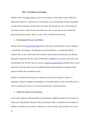 title 4 sub fields of psychology