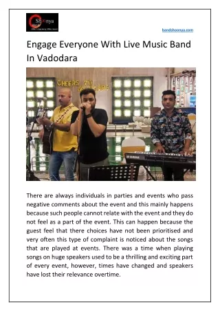 Engage Everyone With Live Music Band In Vadodara
