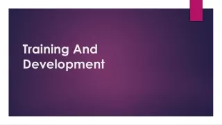 training and development