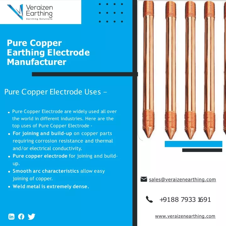 pure copper e a r t h i n g e l e c t r o d e manufacturer