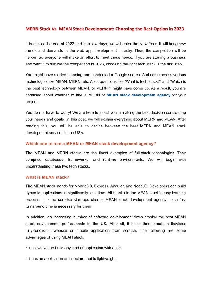 mern stack vs mean stack development choosing