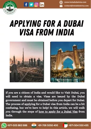 Applying for a Dubai Visa From India - Instadubaivisa