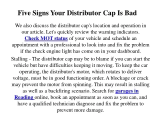 five signs your distributor cap is bad