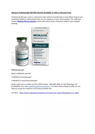 Buy Monjuvi 200 mg injection online at genuine price