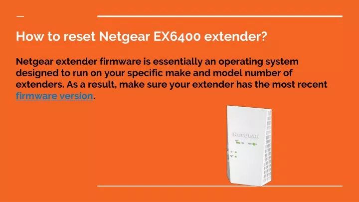 how to reset netgear ex6400 extender netgear