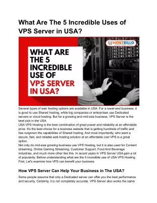 what are the 5 incredible uses of vps server