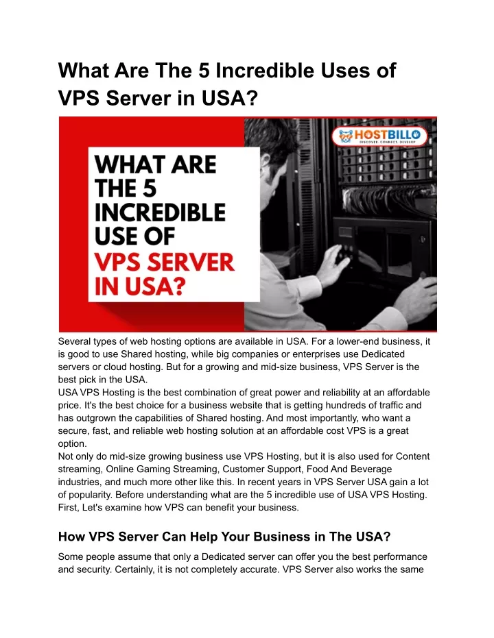 what are the 5 incredible uses of vps server