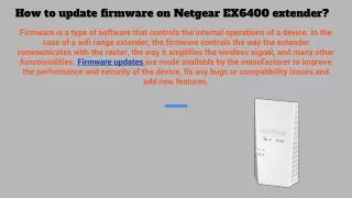 how to update firmware on netgear ex6400 extender