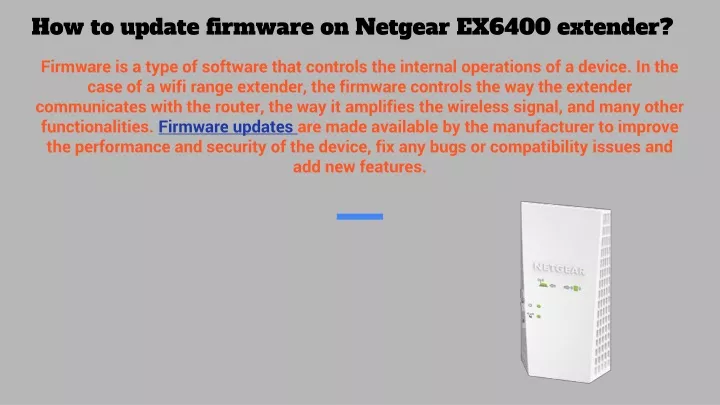 how to update firmware on netgear ex6400 extender