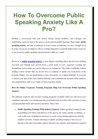 How To Overcome Public Speaking Anxiety Like A Pro?
