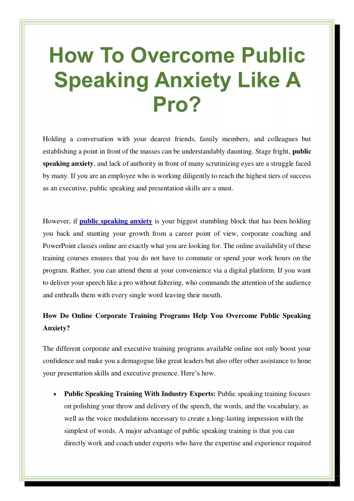 Ppt How To Overcome Public Speaking Anxiety Like A Pro Powerpoint Presentation Id11904248 
