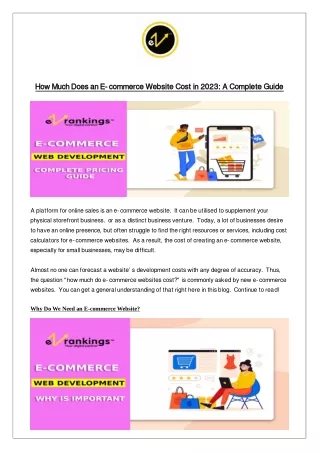 how much does an e commerce website cost in 2023