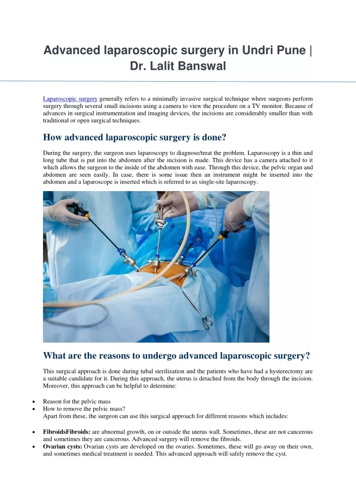 Ppt Advanced Laparoscopic Surgery In Undri Pune Powerpoint Presentation Id11904270 4616