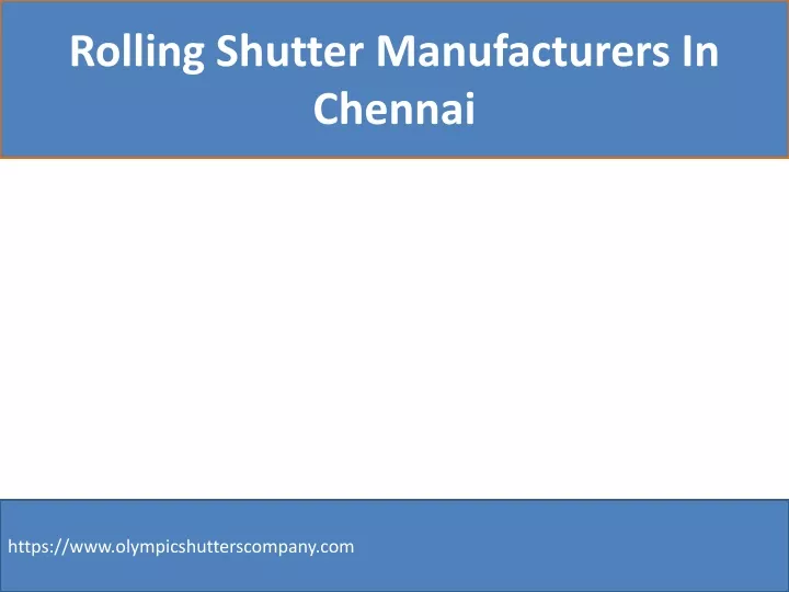 rolling shutter manufacturers in chennai
