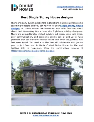 Best Single Storey House designs