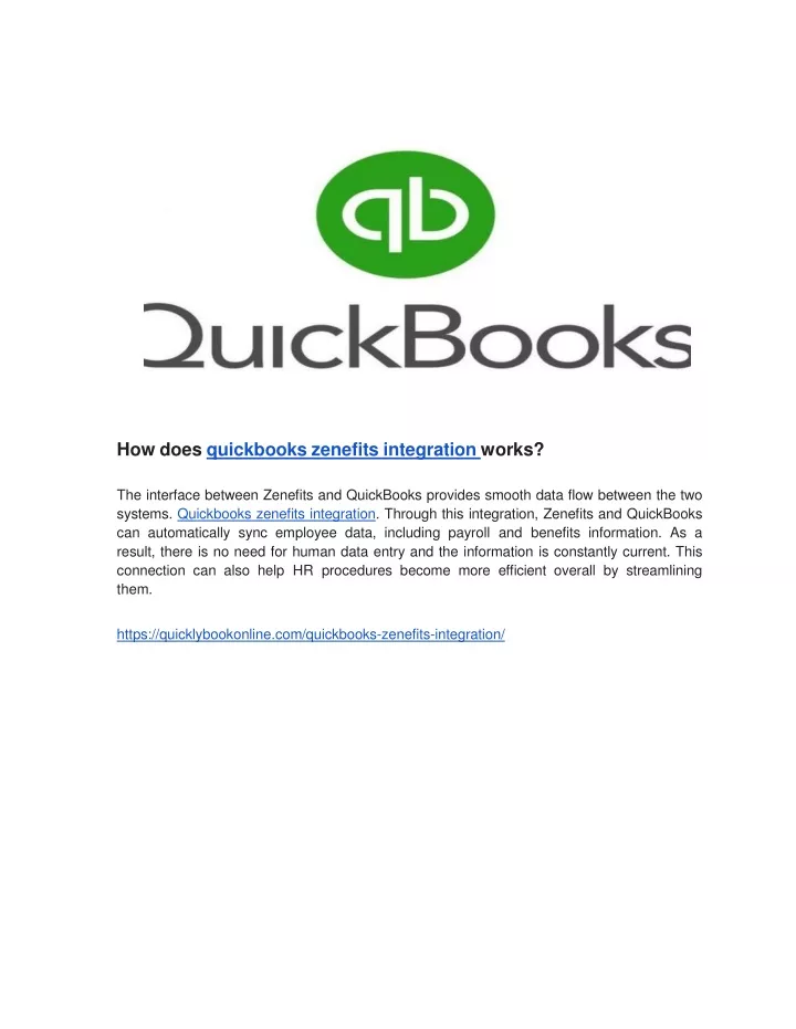 how does quickbooks zenefits integration works